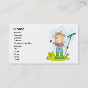 Carte De Visite mignonne figure fille jardinier fermier