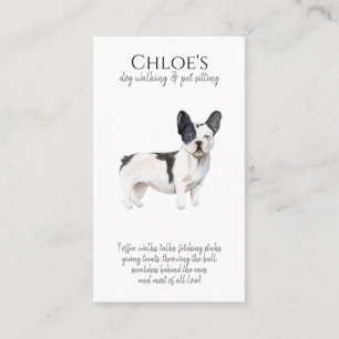 Carte De Visite Mignonne Français Bulldog Pet Sitter Chien Walker