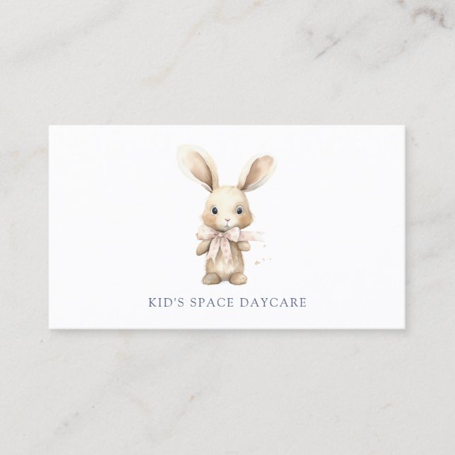 Carte De Visite Mignonne Lapin Garderie Garderie Enfants (Devant)