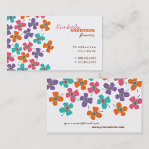 Carte De Visite Mignonne Marrage Coloré Fleurs Été Pop Whimsical