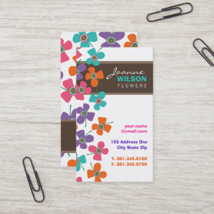 Carte De Visite Mignonne Marrage Coloré Fleurs Été Pop Whimsical