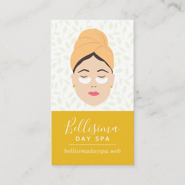 Carte De Visite Mignonne Masque Yellow Oye Lady Spa Professionnel (Devant)