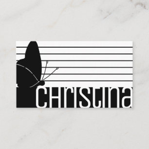 Carte De Visite Mignonne moderne noir blanc rayé rayures QR Code