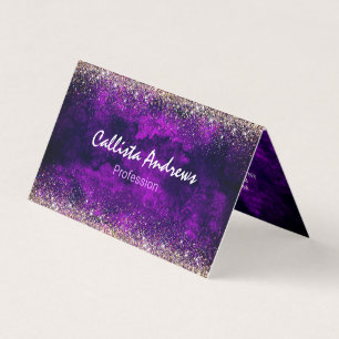 Carte De Visite Mignonne parties scintillant or violet foncé