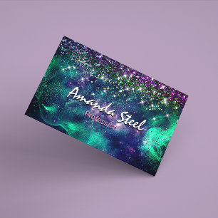 Carte De Visite Mignonne parties scintillant vert violet foncé