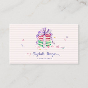 Carte De Visite Mignons Macarons Élégants, Friandises, Rayés