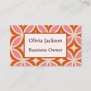 Carte De Visite Milieu de siècle moderne géométrique rose orange  