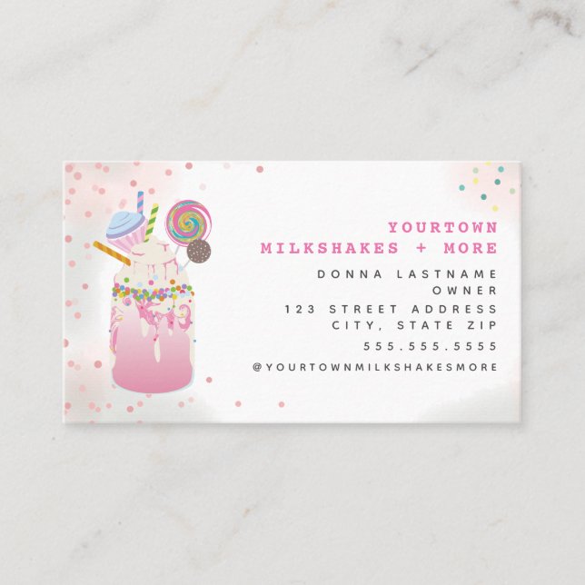 Carte De Visite Milkshake Extrême Dessert Bonbons Restaurant Sucre (Devant)