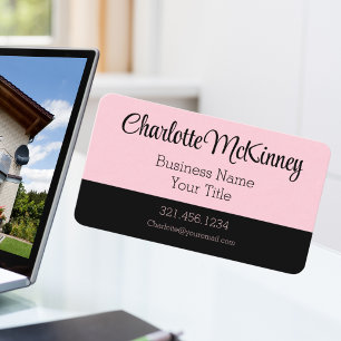 Carte De Visite Millennial Pink Black Modern Clean Lines