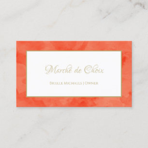 Carte De Visite Minamalist Orange Salon Simple Elegant Gold Frame
