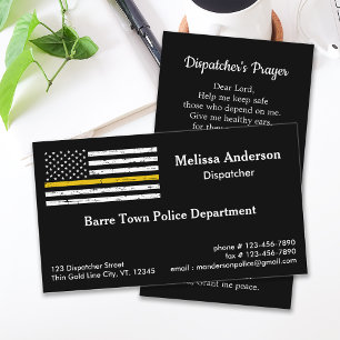 Carte De Visite Mince Gold Line Police Fire 911 Dispatcher