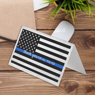 Carte De Visite Mince Ligne Bleue Officier de Police en Gros Merci