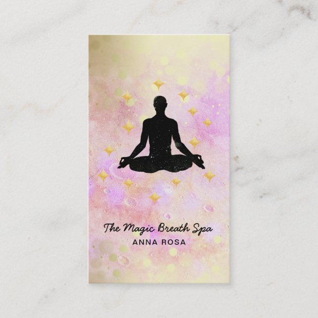Carte De Visite *~* Mindfulness Homme Yoga Parties scintillant méd (Devant)