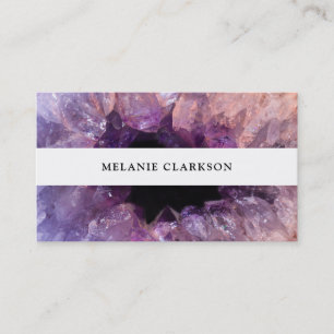 Carte De Visite Minerai pourpre moderne de geode de pierre gemme