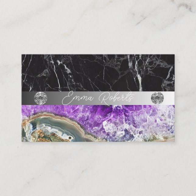 Carte De Visite Minéral Purple Améthyste Crystal Quartz Texture Bu (Devant)