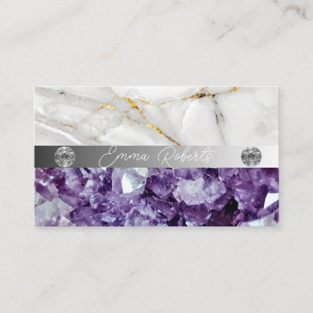 Carte De Visite Minéral Purple Améthyste Crystal Quartz Texture Bu (Devant)