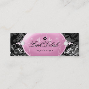 Carte De Visite Mini 311 Delish rose avec le monogramme 3,5 x 2,5 Noir