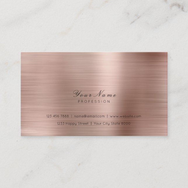 Carte De Visite Mini acier cuivre rose or Delicate Script Vip (Devant)