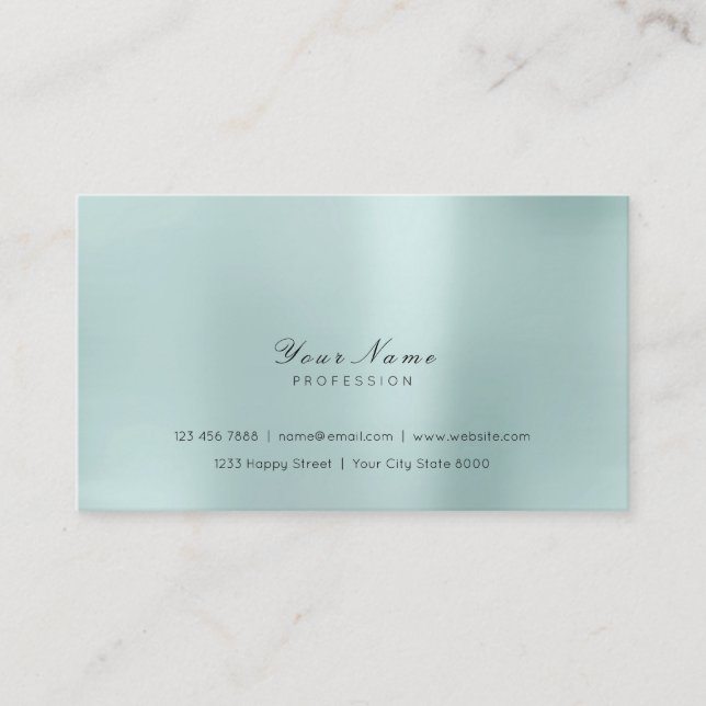 Carte De Visite Mini Acier Pearly Aqua Delicate Script Vip (Devant)