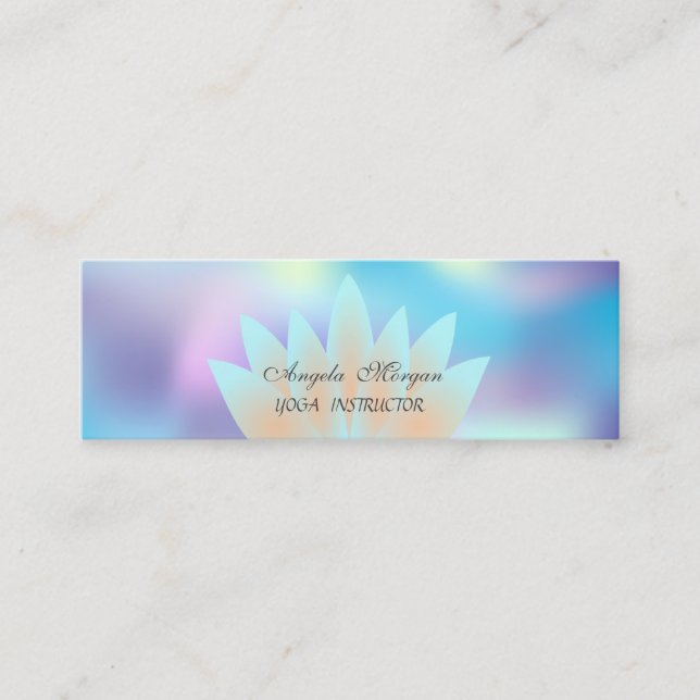 Carte De Visite Mini Adorable Elegant Chic Lotus Bleu Holographique (Devant)