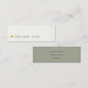 CARTE DE VISITE MINI ADRESSE SIMPLE ÉLÉGANTE TYPOGRAPHIQUE GRAY
