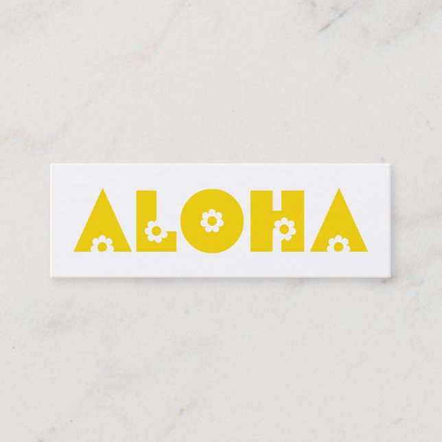 Carte De Visite Mini Aloha en Fleurs Jaunes (Devant)