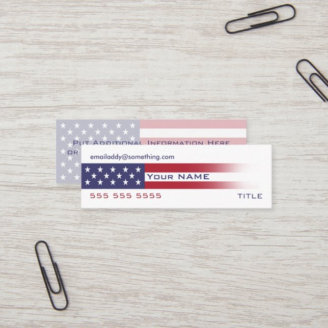 Carte De Visite Mini American Flag version 6 (Devant/Arrière en situation)