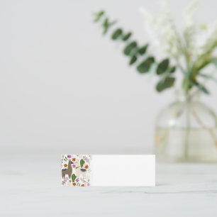 Carte De Visite Mini Amoureux des animaux de motif floral Alpaca Cactus