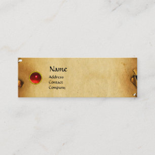Carte De Visite Mini ANCIEN PARCHEMENT BROWN, PIERRE GEM, rouge MONOGRA