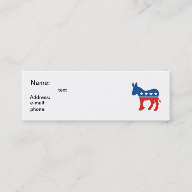 Carte De Visite Mini âne Etats-Unis de partie de démocrate des (Devant)