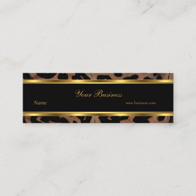 Carte De Visite Mini Animal Gold Black Stripe élégant Classy Skinny (Devant)