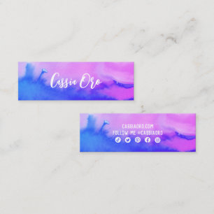 Carte De Visite Mini Aquarelle Abstraite Couleur rose Bleu Personnalisé