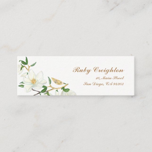 Carte De Visite Mini Aquarelle de floraison de magnolia (Devant)