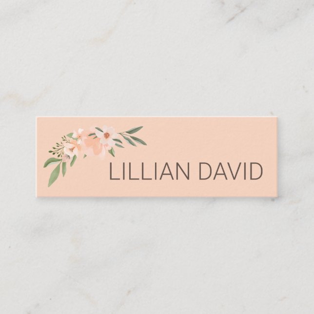 Carte De Visite Mini Aquarelle de Pêche Flore Rose & Sage Vert (Devant)