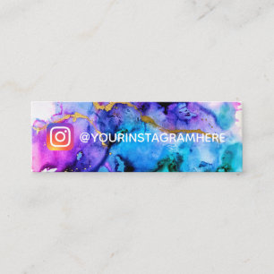 Carte De Visite Mini Aquarelle dorée violet couleur d'eau Social Media