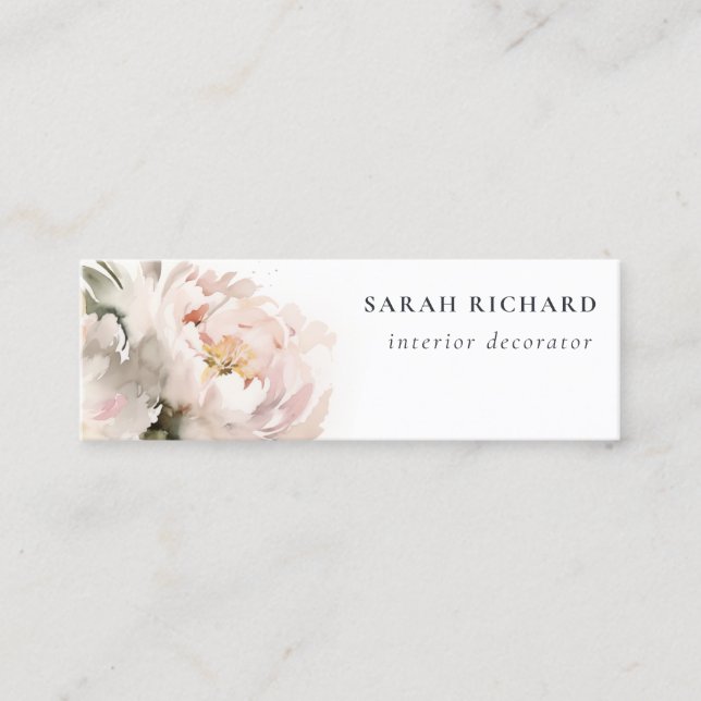 Carte De Visite Mini Aquarelle florale moderne Blush Peony (Devant)