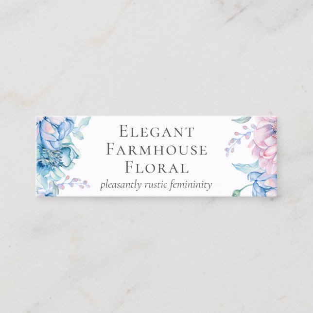 Carte De Visite Mini Aquarelle Florale & Rustique Bois Peony Médias soc (Devant)