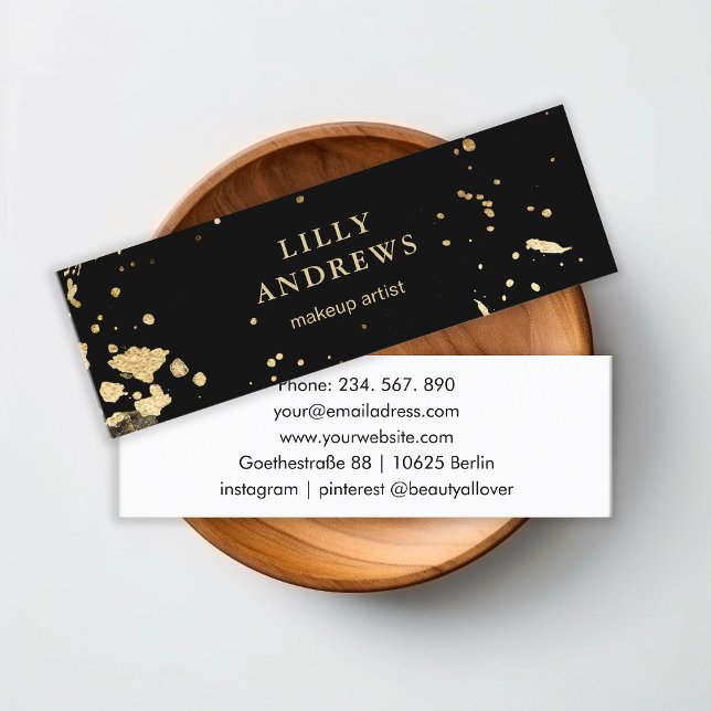 Carte De Visite Mini Aquarelle moderne Or (Imitat) Noir (Créateur téléchargé)