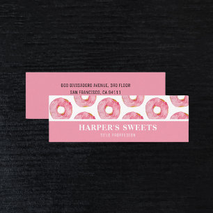 Carte De Visite Mini Aquarelle moderne Pink Donuts Professional