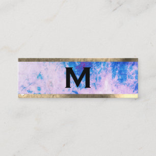 Carte De Visite Mini Aquarelle Monogramme bleu pourpre avec finition