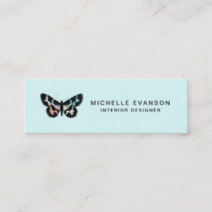 Carte De Visite Mini Aquarelle Papillon logo Mint vert