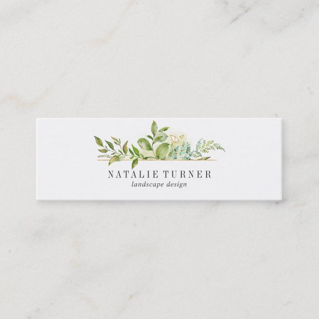 Carte De Visite Mini Aquarelle Sauvage Floral Vert Folithe (Devant)