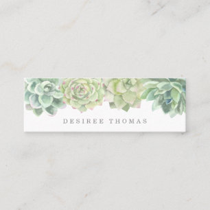 Carte De Visite Mini Aquarelle verte moderne tendance Succulents