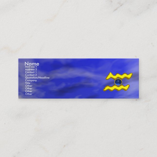 Carte De Visite Mini AQUARIUS GOLD JEWEL, saphir bleu, jaune (Devant)
