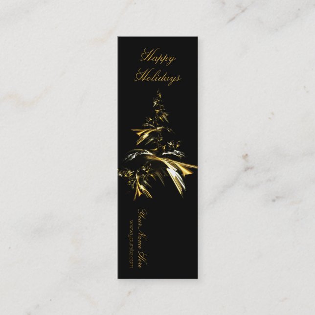 Carte De Visite Mini Arbre de Noël sur Noir 001 (Devant)