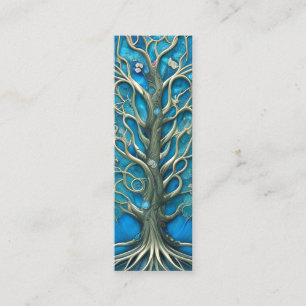 Carte De Visite Mini Arbre floral bleu complexe de la vie Graphique