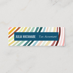 Carte De Visite Mini Arc-en-ciel minimaliste rayures faites main
