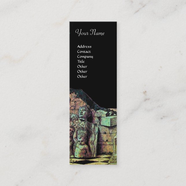Carte De Visite Mini ARCHEO /Antiquité, Archéologie, Vert rose noir (Devant)