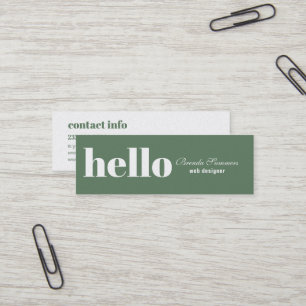 Carte De Visite Mini Arrière - plan vert et blanc simple