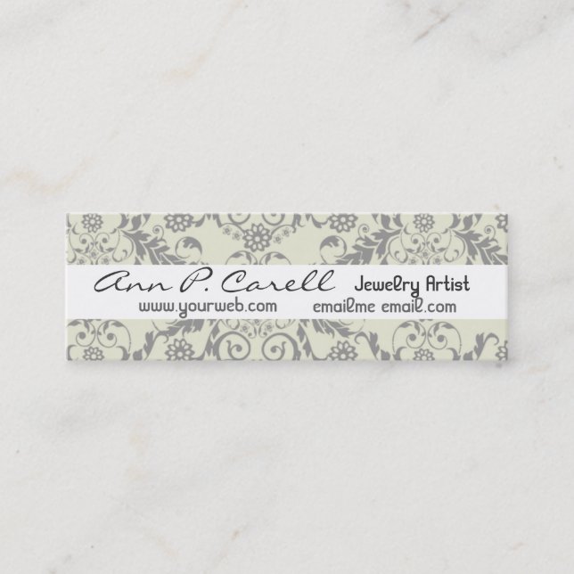 Carte De Visite Mini Artiste Floral Luxe Professionnel Élégant Moderne (Devant)